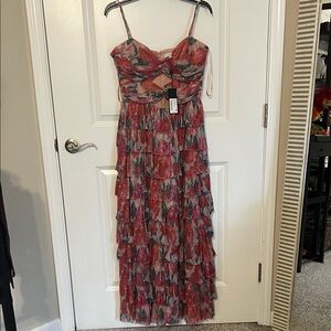 Gianni Bini Multicolor Ruffle Maxi Dress